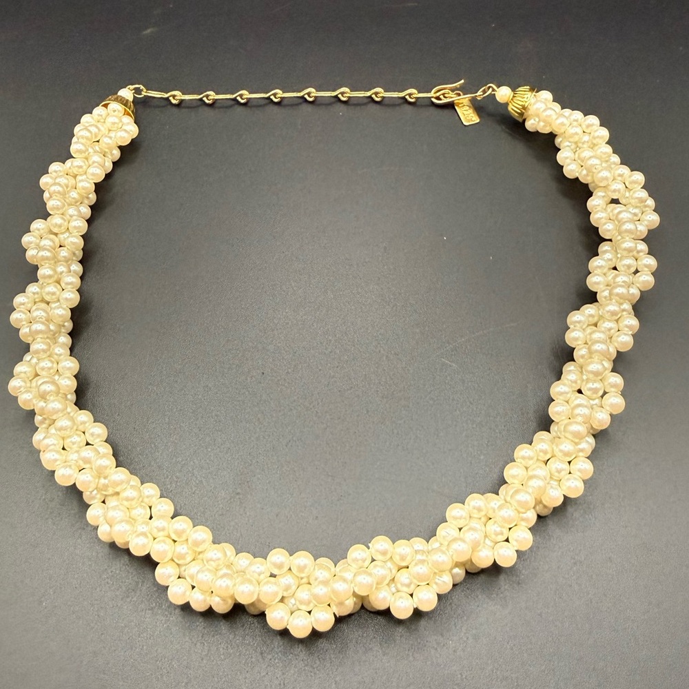 1928 Jewelry Company Faux Pearl Choker Style Adjustable Bead Necklace